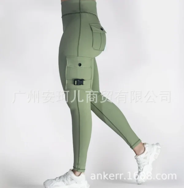 New Casual High Waist Plain Skinny Pocket Leggings Pants - Image 17