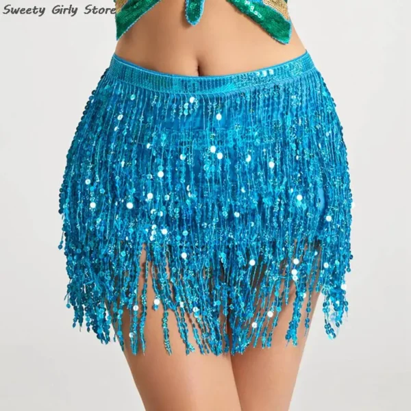 New Long Tassel Chain Belly Dance Performance Clubwear Party Skirts - Image 4