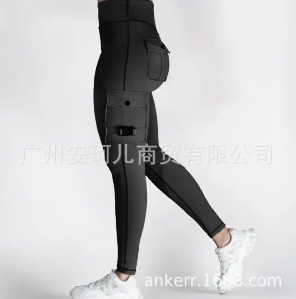 New Casual High Waist Plain Skinny Pocket Leggings Pants - Image 15