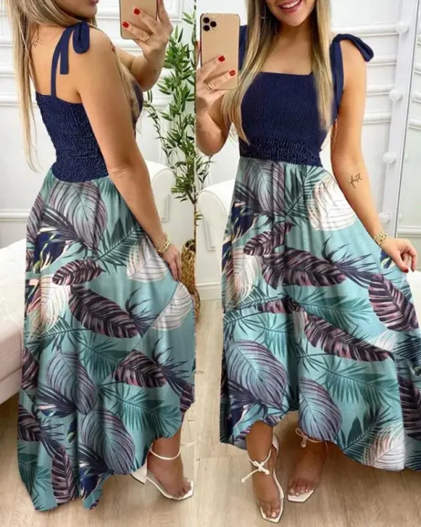 Summer Sexy Spaghetti Strap Floral Print Maxi Holiday Beach Long Dress - Image 12