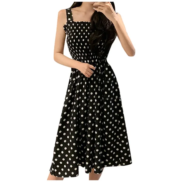 Summer Casual Loose None Sleeve Polka Dot Shoulder Sexy Dress - Image 5