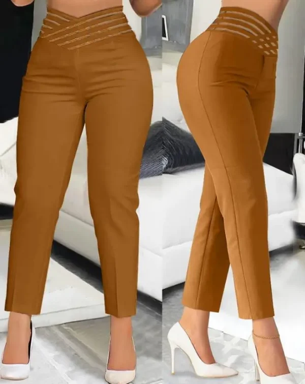 Simple Latest Summer Fashion Solid Cross Elastic Waist Women's Pants - Image 3