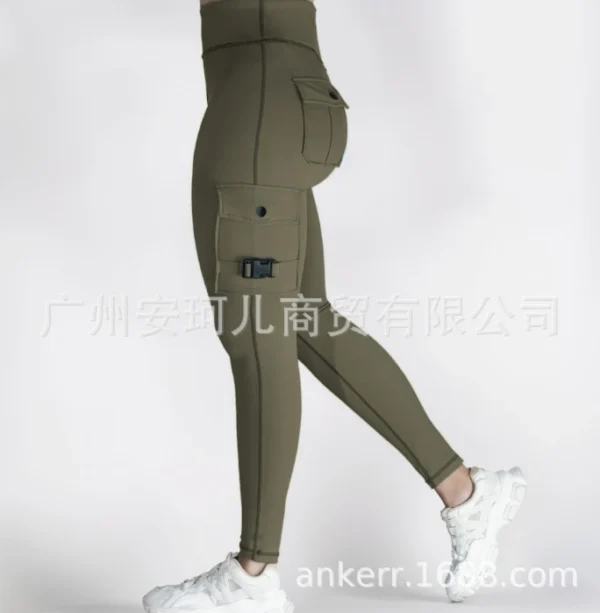 New Casual High Waist Plain Skinny Pocket Leggings Pants - Image 18