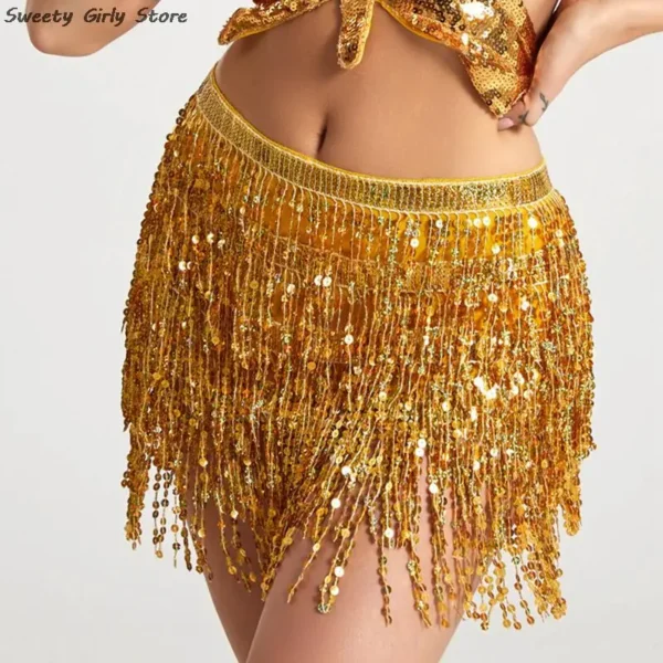 New Long Tassel Chain Belly Dance Performance Clubwear Party Skirts - Image 2