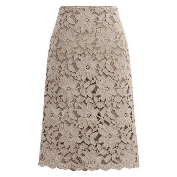 Summer Classic Knee-Length High Waist Elegant Lace Office Skirts for Women - Image 3