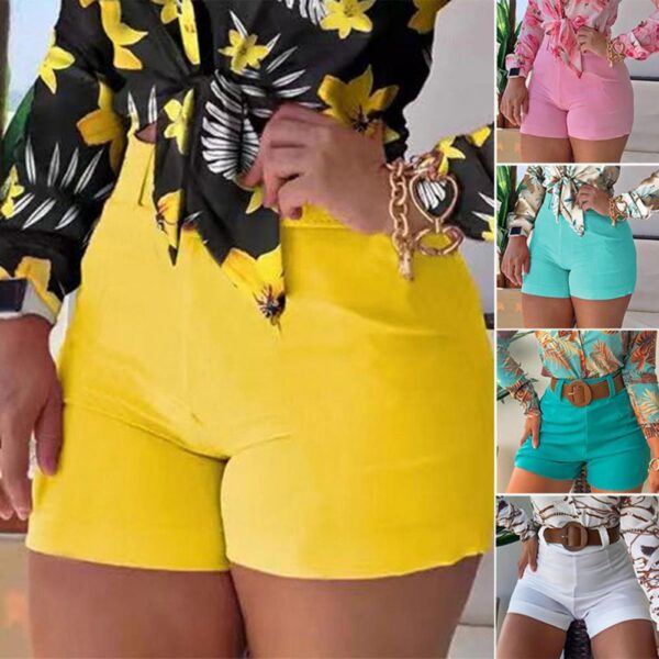 New Elegant High Waist Solid Slim Chic Hot Bottoms Shorts - Image 11