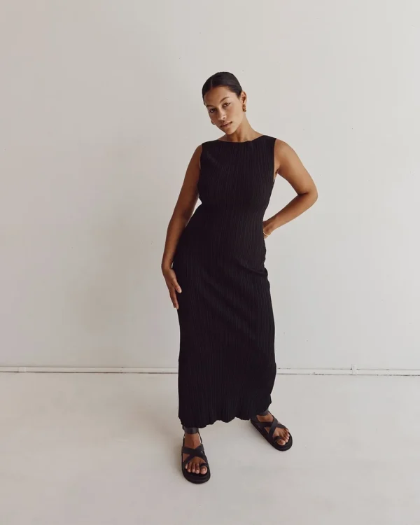 New Casual Solid Color Sleeveless O Neck Cotton Knitted Party Long Dress - Image 10
