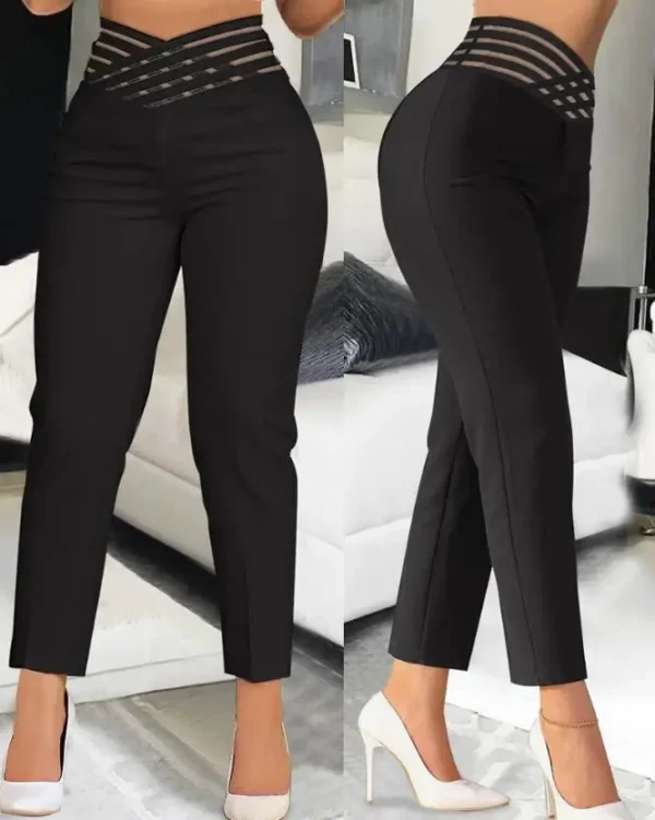 Simple Latest Summer Fashion Solid Cross Elastic Waist Women's Pants - Image 2