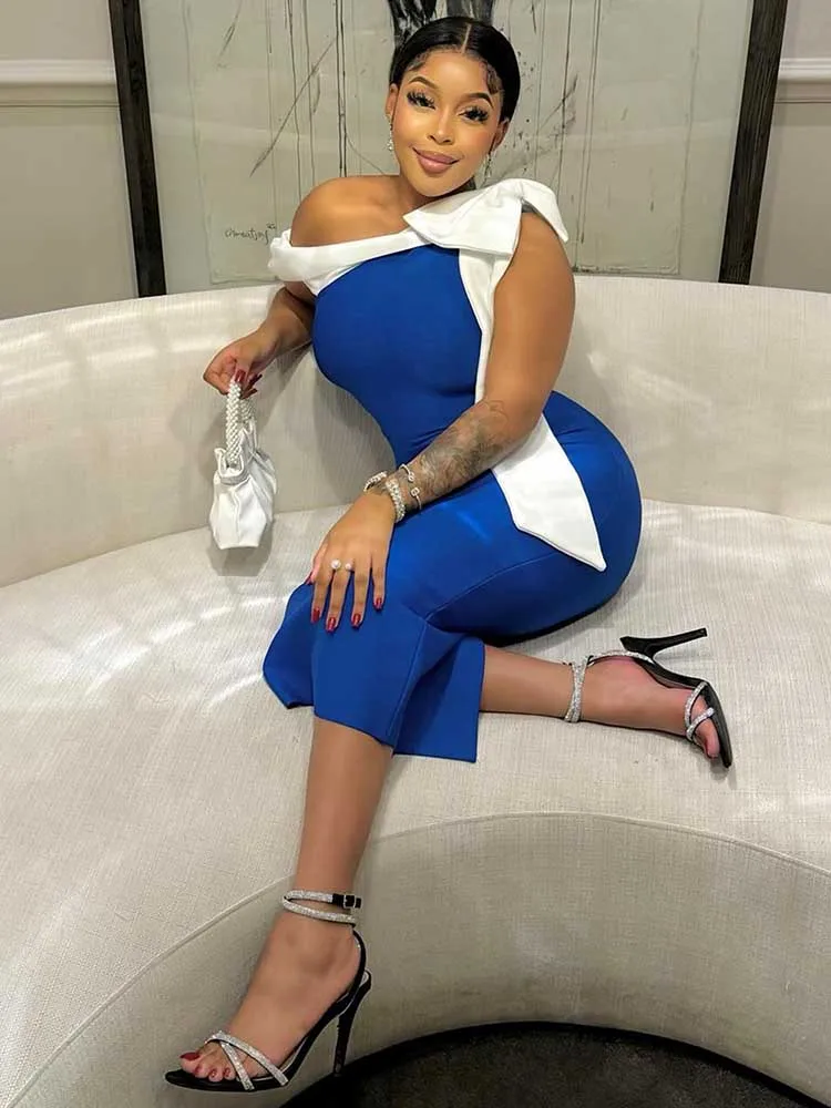 Women's Summer Beautiful Sexy Dresses Mid-length Elegant Lady Dress Highi Waist Knitted One-piece Dress - Image 6