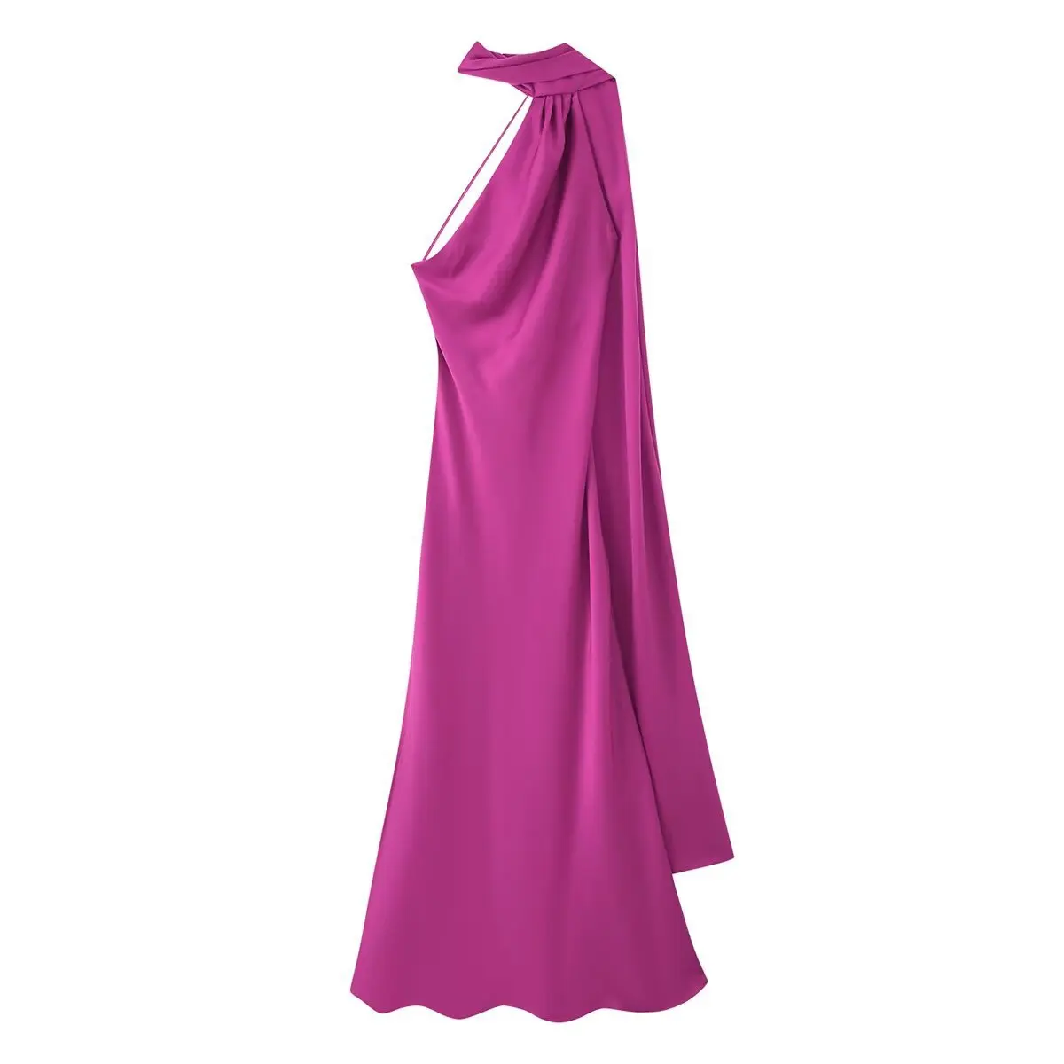 VEITCHE Elegant Women's Soft Silk Satin Long Dress Halter Backless Sleeveless Maxi Dresses Summer Lady Long Ribbon Party Gowns - Image 3