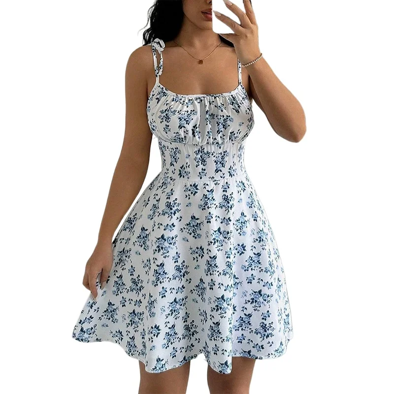 Women's Summer Floral Spaghetti Strap Beach Short Dress, Women's Dresses, Women's Clothing, Women's Clothes, Sundress, New in Dress - Image 7