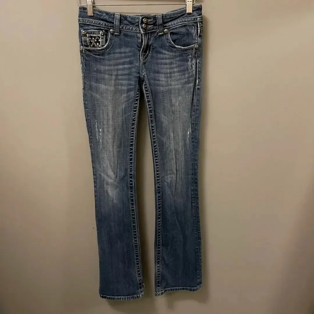American Pocket Embroidered Sequin Jeans Harajuku Retro Blue Loose Jeans New Fashionable High Waisted Slim Fit Flared Pants - Image 4