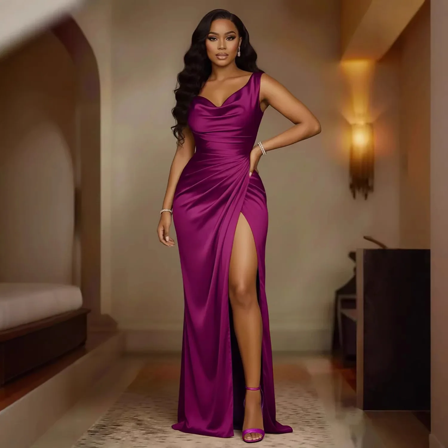 Summer Vacation Dress Sleeveless Slit High Waist Solid Slim Elegant Dress New Fashion Balck Beach Party Casual Dresses Robe - Image 7