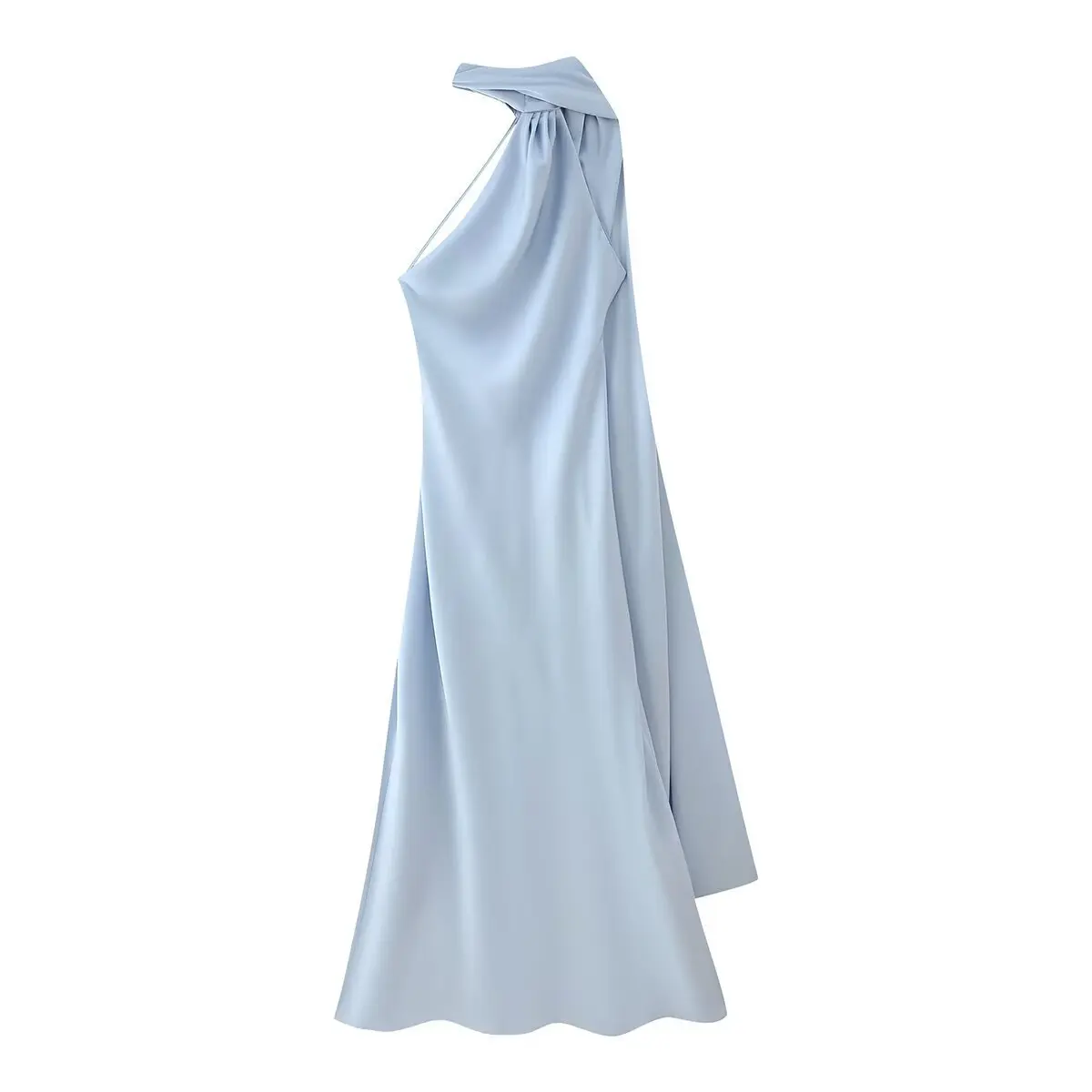 VEITCHE Elegant Women's Soft Silk Satin Long Dress Halter Backless Sleeveless Maxi Dresses Summer Lady Long Ribbon Party Gowns - Image 6