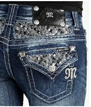 Bootcut Jeans, Women’s Clothing, Harajuku Blue Bling Button Flap Pockets Jeans, Gothic High Waist Slim Fit Denim Pants Trousers