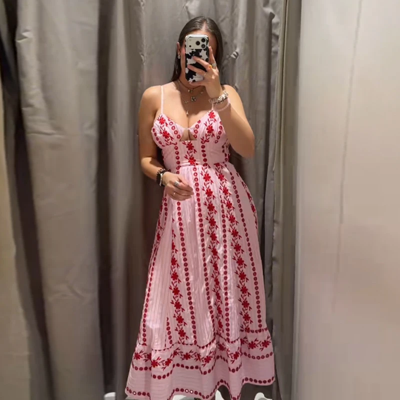 Sleeveless Women's Floral Print Maxi Dress Spaghetti Strap Sweetheart Neck Flowy Boho Vacation Dresses Summer New Cute Wear - Image 10
