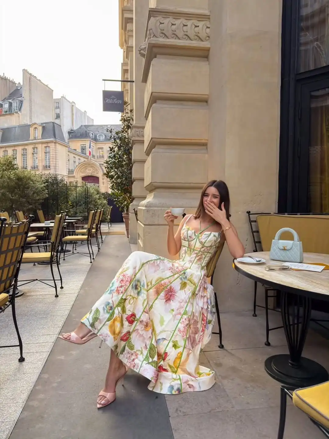 Elegant Floral Print Halter Dress Women Sleeveless Waist-closed A-line Dresses 2026 Spring Summer Fashion Female Vacation Robe - Image 4