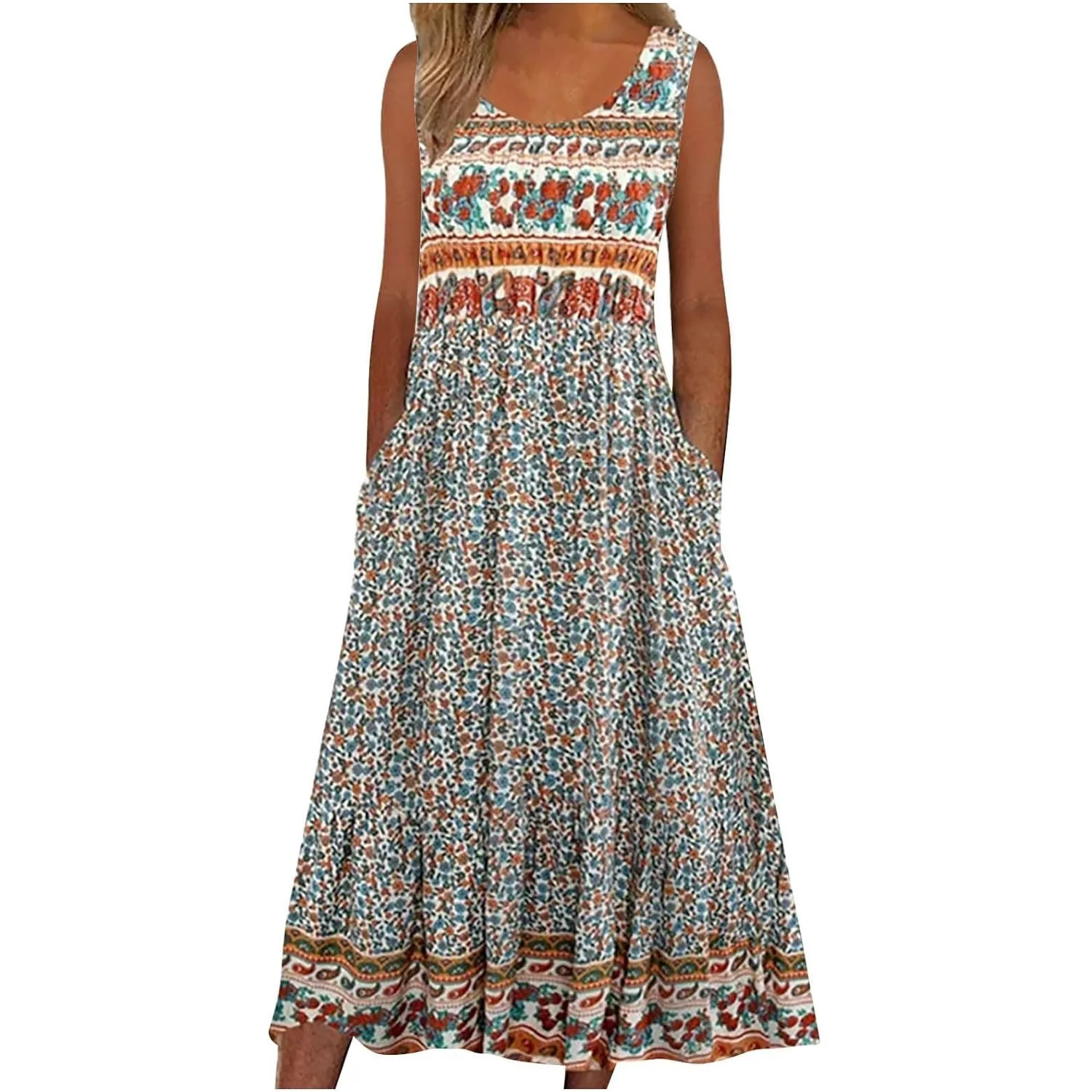 Europe and the United States 2024 spring and summer new print sleeveless pullover dress women casual plus-size dress - Image 3