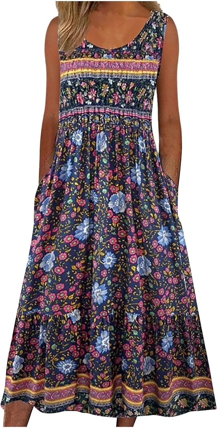 Europe and the United States 2024 spring and summer new print sleeveless pullover dress women casual plus-size dress - Image 6