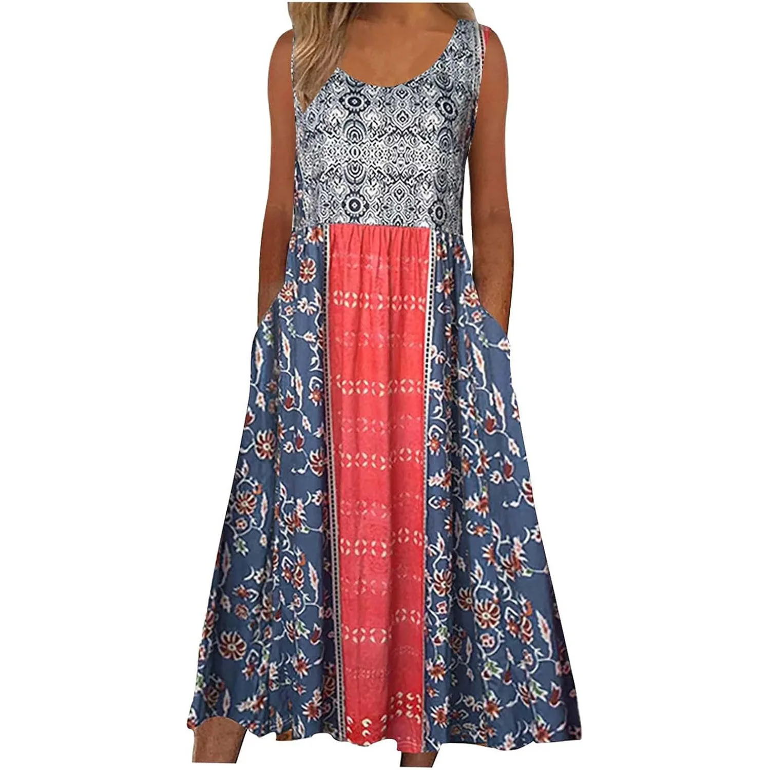 Europe and the United States 2024 spring and summer new print sleeveless pullover dress women casual plus-size dress - Image 4