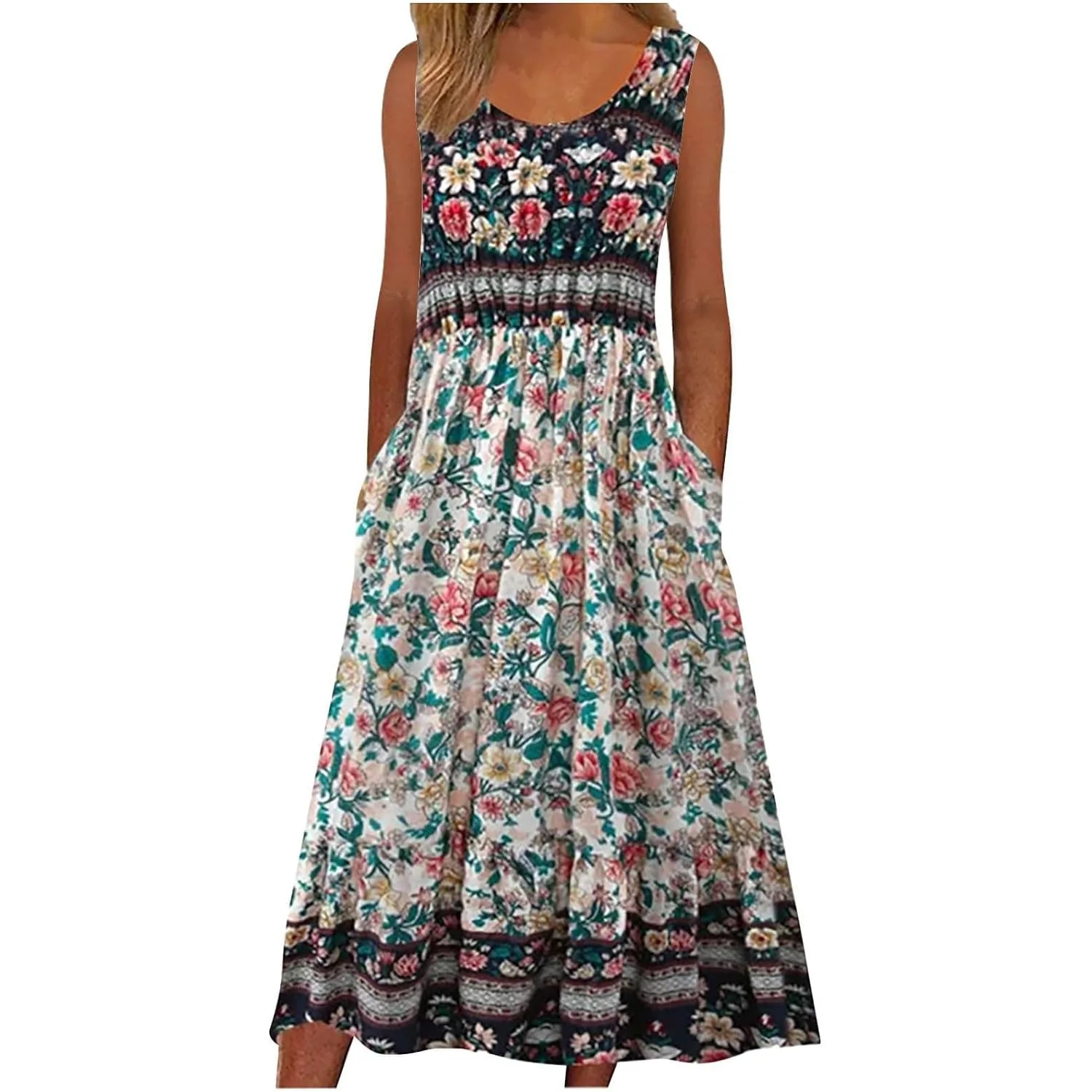 Europe and the United States 2024 spring and summer new print sleeveless pullover dress women casual plus-size dress - Image 5